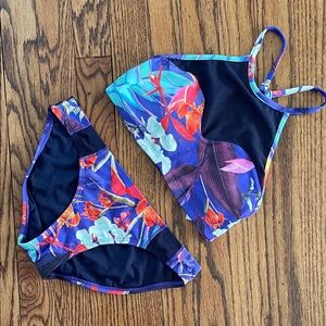 Athleta Floral High Neck Bikini Set XS